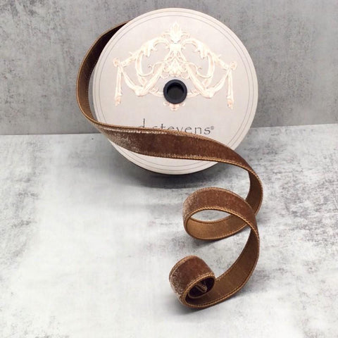 1" d.Stevens Walnut Lush Velvet Ribbon | 10 Yards, shoptreeboutique.com