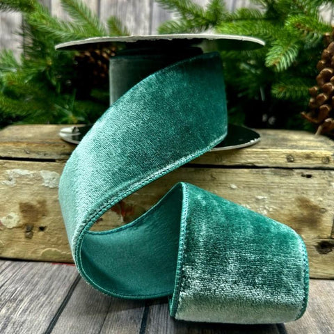 2.5" d.Stevens Celadon Lush Velvet Ribbon | 10 Yards, shoptreeboutique.com