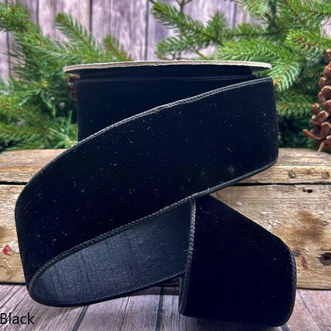 2.5" d.Stevens Black Lush Velvet Ribbon |10 Yards, shoptreeboutique.com