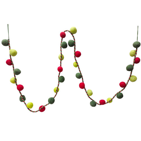 Red and Apple Green Pom-Pom Garland