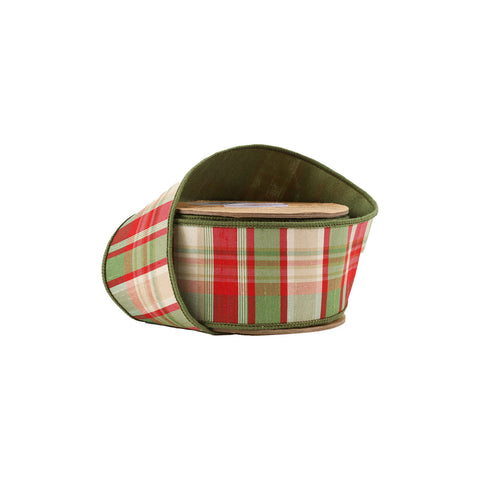 2.5" Red and Green Plaid Wired Ribbon | 10 Yards, shoptreeboutique.com