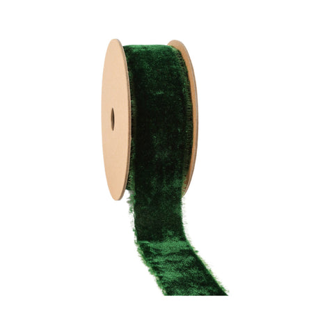 1.5" Spruce Frayed-Edge Velvet Ribbon | 5 Yards, shoptreeboutique.com