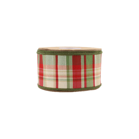 2.5" Red and Green Plaid Wired Ribbon | 10 Yards, shoptreeboutique.com