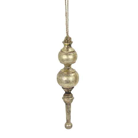 9" Antique Gold Wood Finial Ornament, Design 2, shoptreeboutique.com