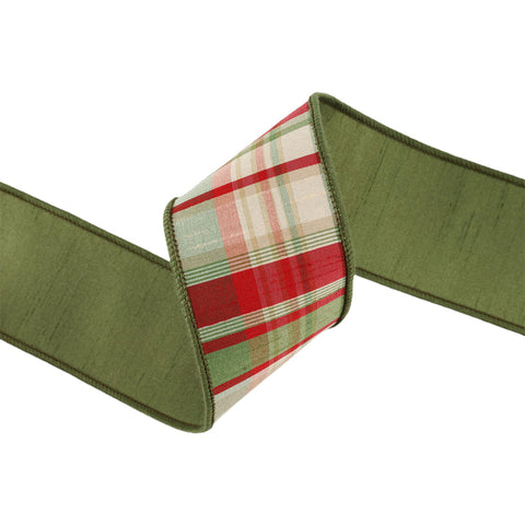 2.5" Red and Green Plaid Wired Ribbon | 10 Yards, shoptreeboutique.com
