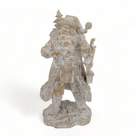 12.5" Natural Resin Santa with Lantern, shoptreeboutique.com