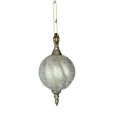 7.5" Champagne Snowball Finial Ornament, shoptreeboutique.com