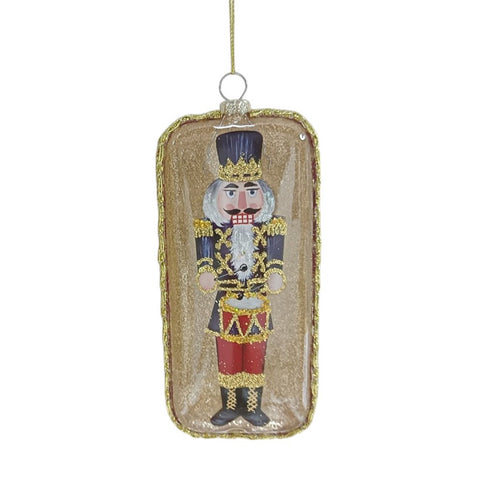 6" Glass Nutcracker Ornament - Black/Gold