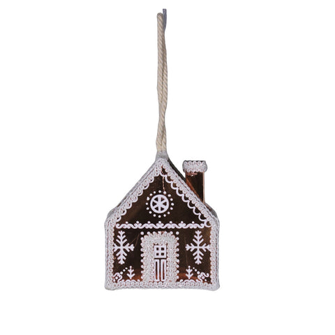 5" Rose Gold Metallic Gingerbread House Ornament, shoptreeboutique.com