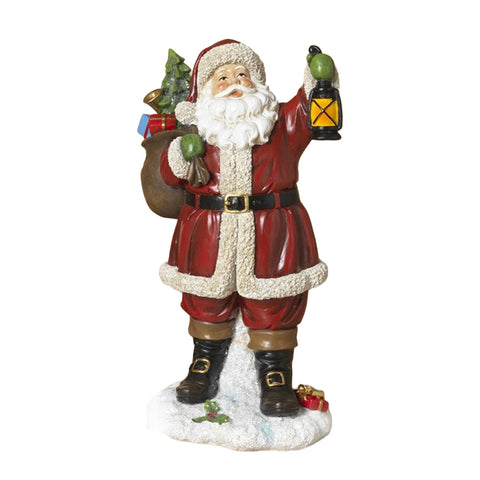 9.8" Resin Holiday Santa with Lantern, shoptreeboutique.com