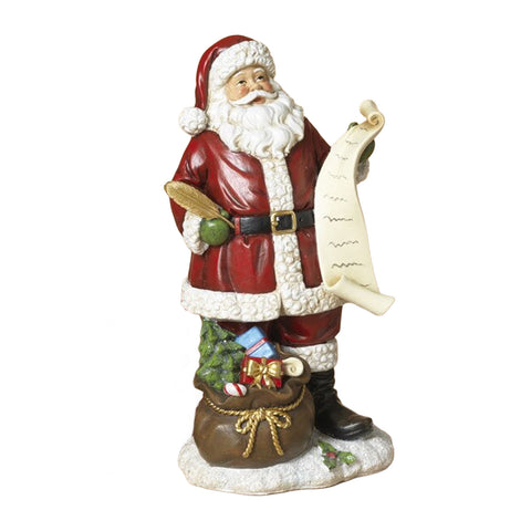 9.8" Resin Holiday Santa Holding the List, shoptreeboutique.com