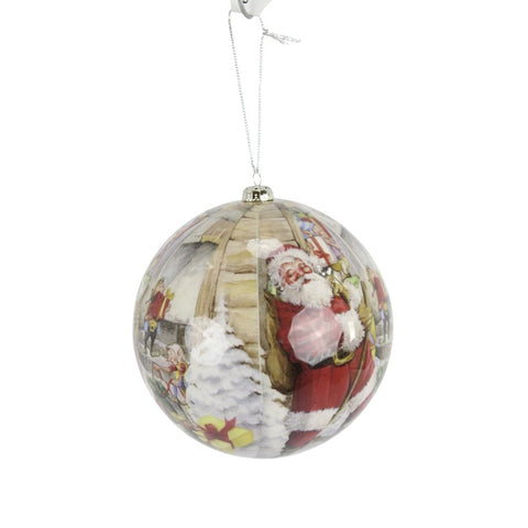 6" Santa Ball Ornament - Red, White & Natural, shoptreeboutique.com
