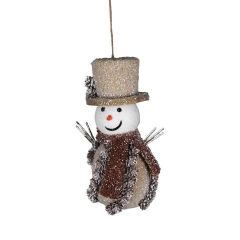10" Natural Brown Snowman Hanging Ornament, shoptreeboutique.com