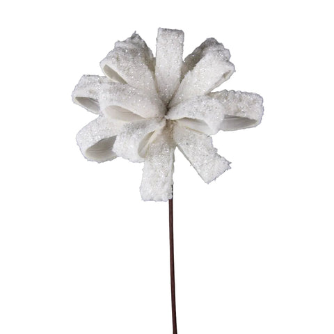 20" Ivory Snow Ribbon Spray, shoptreeboutique.com