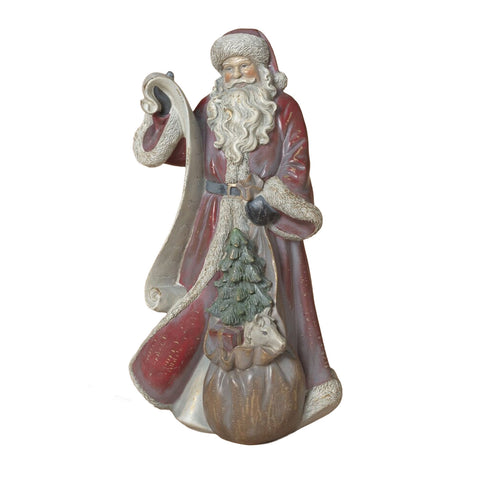 15.6" Resin Holiday Santa with Gift Bag, shoptreeboutique.com
