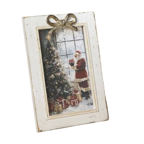 16.13" Wood & Resin Santa Plaque with Bow & Easel, shoptreeboutique.com