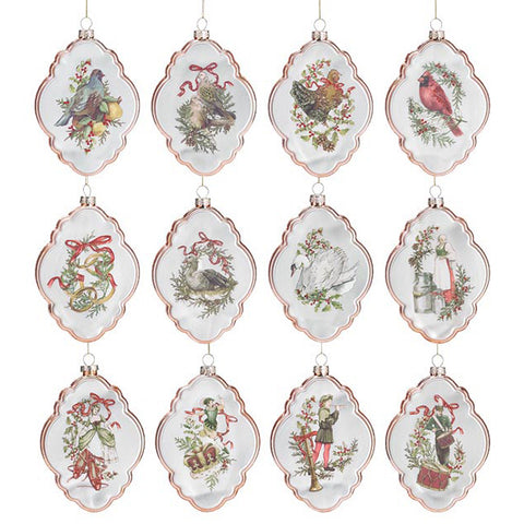 5" 12 Days of Christmas Glass Ornament Set, shoptreeboutique.com