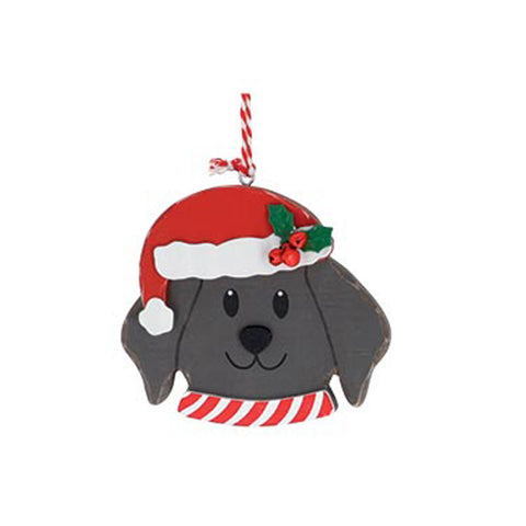 4" Dog in Santa Hat Ornament - Black, shoptreeboutique.com