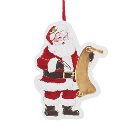 Santa Claus Ornament - Santa and the list, shoptreeboutique.com