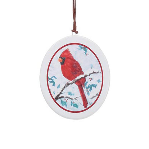 5" Yuletide Cardinal Oval Ceramic Ornament - Male, shoptreeboutique.com