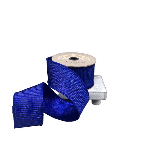 2.5" Royal Blue Wired Pleated Lamé Ribbon | 10 Yards | shoptreeboutique.com