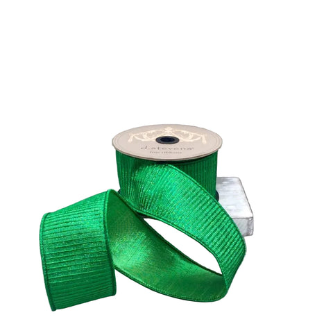 2.5" Emerald Green Wired Pleated Lamé Ribbon | 10 Yards | shoptreeboutique.com