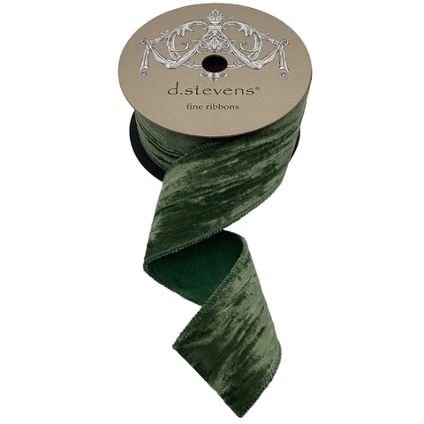 2.5" Pine Green Wired Vintage Chic Velvet Ribbon with Satin Back | 10 Yards | shoptreeboutique.com