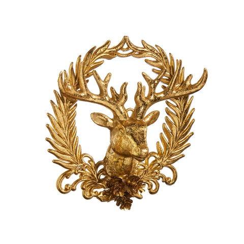 6" Deer with Wreath Emblem Ornament, shoptreeboutique.com