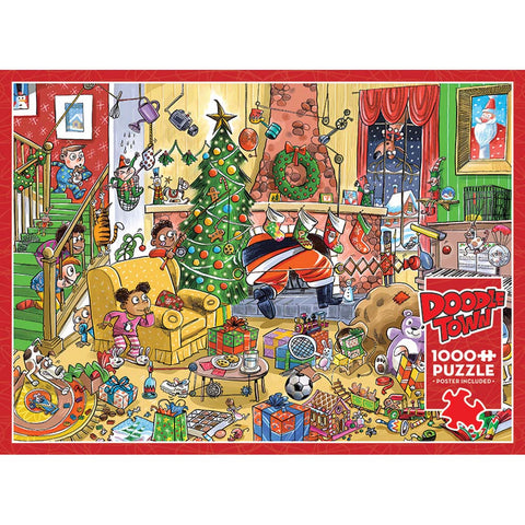 DoodleTown: Catching Santa 1000-Piece Puzzle, shoptreeboutique.com