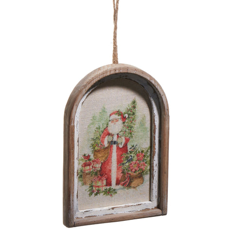 7.5" Watercolor Holiday Santa Framed Ornament, shoptreeboutique.com