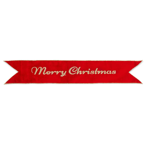 36" Red Merry Christmas Banner - Red/Gold, shoptreeboutique.com