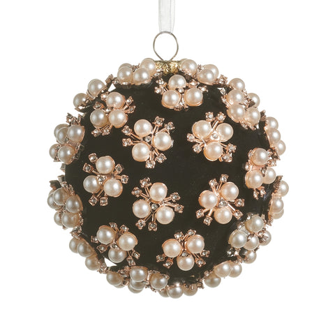 4" Pearl Clustered Black Ball Ornament, shoptreeboutique.com
