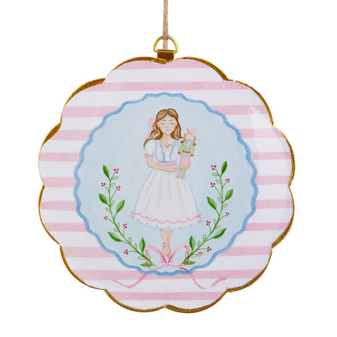 6" Pastel Nutcracker Scalloped Frame Ornament - Clara