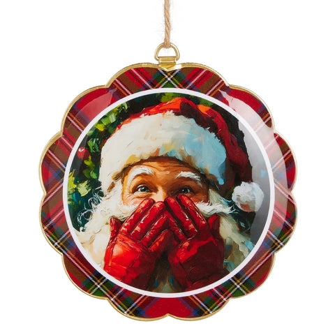 6" Santa's Secret Scalloped Disc Ornament, shoptreeboutique.com
