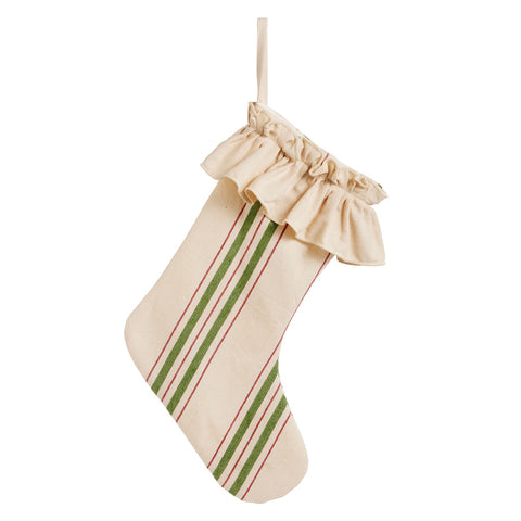20" Yuletide Striped Stocking - Green, shoptreeboutique.com