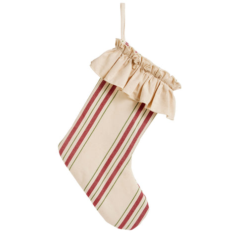20" Yuletide Striped Stocking - Red, shoptreeboutique.com