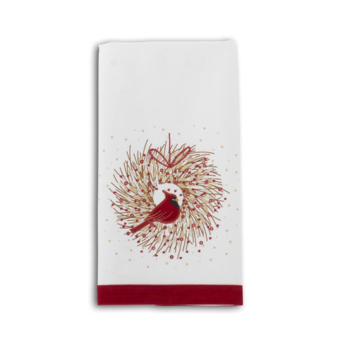 27" Cardinal Wreath Towel with Sequins, shoptreeboutique.com