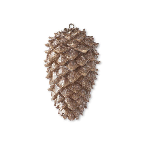 8 Inch Glittered Brown Resin Pinecone Ornament, shoptreeboutique.com