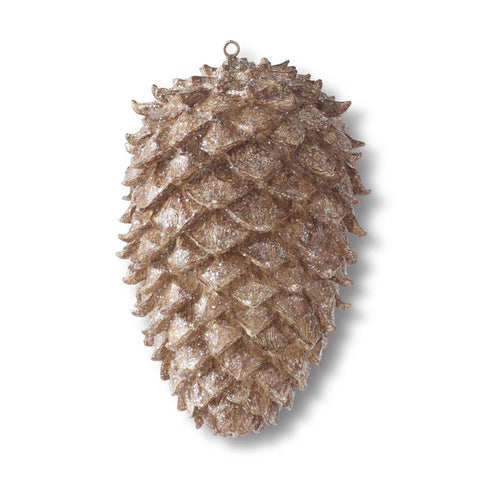 10.5 Inch Glittered Brown Resin Pinecone Ornament, shoptreeboutique.com