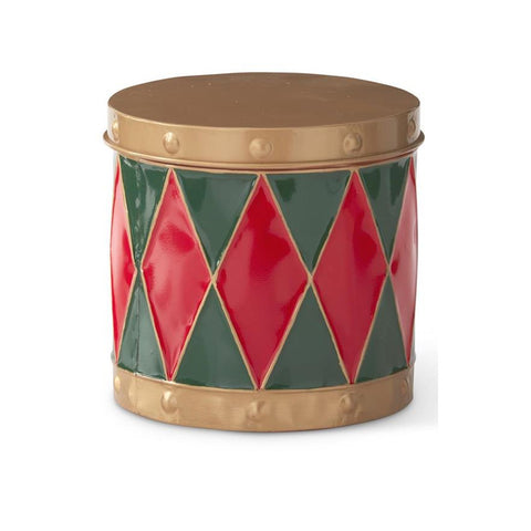 Red & Green Harlequin Metal Drum Containers - Large, shoptreeboutique.com