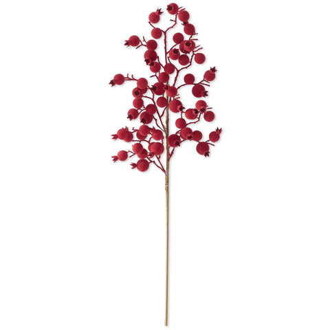 32 Inch Red Flocked Rosehip Stem, shoptreeboutique.com