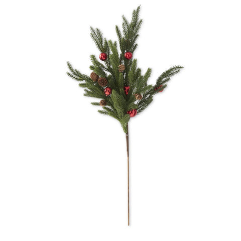 30" Real Touch Pine Stem with Red Ornaments & Mini Pinecones, shoptreeboutique.com