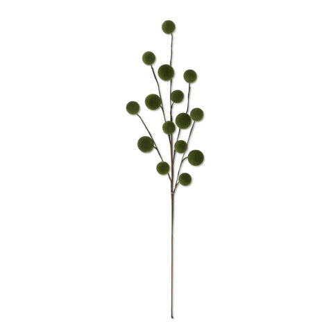 23.5 Inch Green Flocked Ball Stem. shoptreeboutique.com