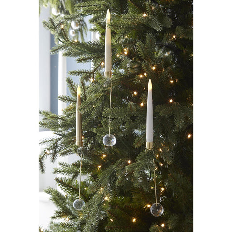Set 6 6" Glass Pendant Hanging Cream LED Candle Ornaments w/Remote, shoptreeboutique.com 