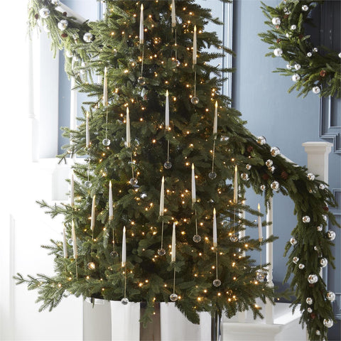 Set 6 6" Glass Pendant Hanging Cream LED Candle Ornaments w/Remote, shoptreeboutique.com 