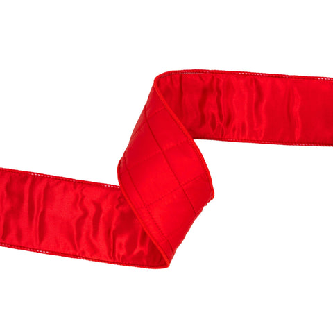 2.5" Red Puffer Coat Wired Ribbon | 10 Yard, shoptreeboutique.com