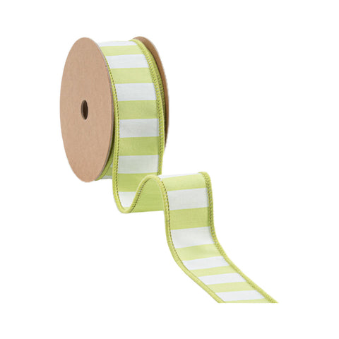Green/White Stripe wired 1.5" ribbon, shoptreeboutique.com