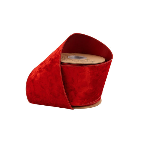 4" Red Heritage Velvet Wired Ribbon | 10 Yard, shoptreeboutique.com