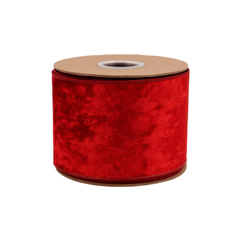4" Red Heritage Velvet Wired Ribbon | 10 Yard, shoptreeboutique.com