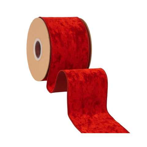 4" Red Heritage Velvet Wired Ribbon | 10 Yard, shoptreeboutique.com